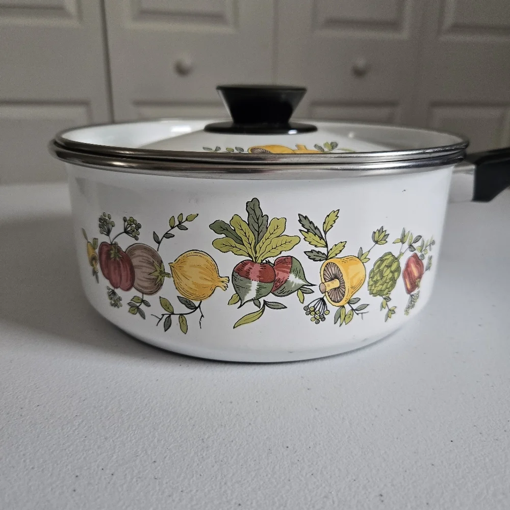 Vintage Gemini International Spice Of Life Mushroom Enamel Pot